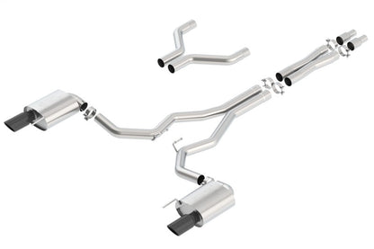 Borla Atak Cat-Back 15-17 Ford Mustang GT 5.0L V8 MT/AT 3in pipe 4in Black Chrome Tips 140630BC