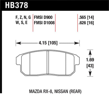 Hawk Mazda RX-8 / Nissan Track DTC-30 Race Rear Brake Pads