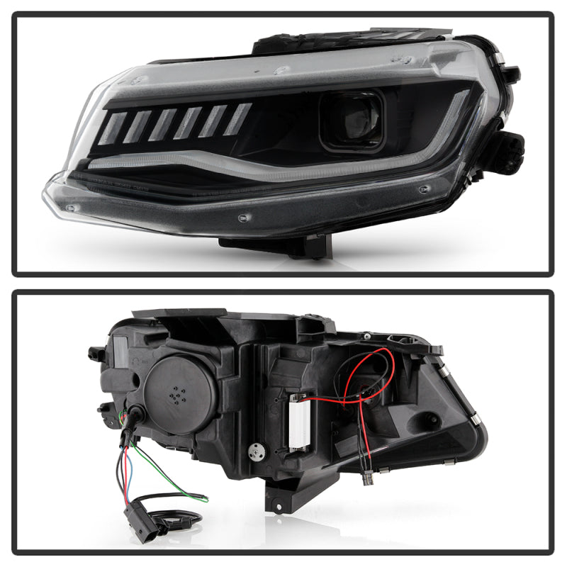 Spyder Chevy Camaro 16-18 Halogen Model Projector Headlights Black PRO-YD-CCAM16HALSI-SEQ-BK 5087331