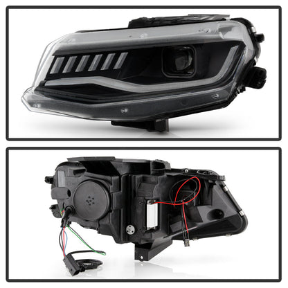 Spyder Chevy Camaro 16-18 Halogen Model Projector Headlights Black PRO-YD-CCAM16HALSI-SEQ-BK 5087331