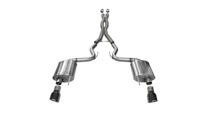 Corsa Performance 2015 Ford Mustang GT 5.0 3in Cat Back Exhaust Black Dual Tips (Sport)