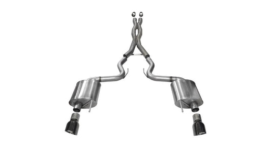 Corsa Performance 2015 Ford Mustang GT 5.0 3in Cat Back Exhaust Black Dual Tips (Sport)