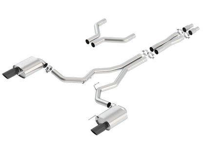Borla Atak Cat-Back 15-17 Ford Mustang GT 5.0L V8 MT/AT 3in pipe 4in Black Chrome Tips 140630BC