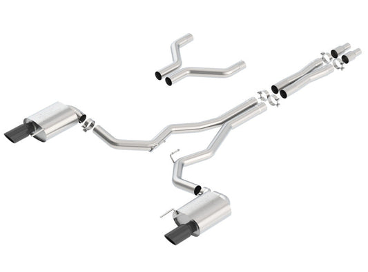 Borla Atak Cat-Back 15-17 Ford Mustang GT 5.0L V8 MT/AT 3in pipe 4in Black Chrome Tips 140630BC