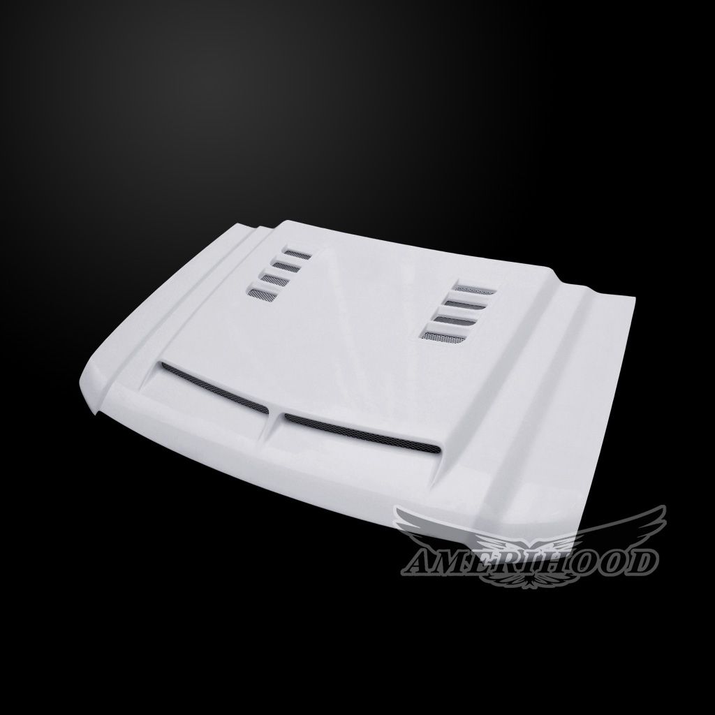 AmeriHood - GMC Sierra 2500HD 2015-2019 Type-E Style Functional Heat Extractor Ram Air Hood