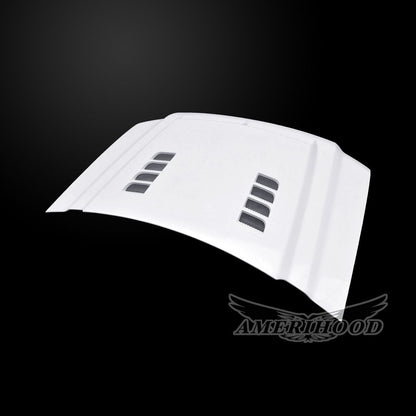 AmeriHood - GMC Sierra 3500HD 2015-2019 Type-E Style Functional Heat Extractor Ram Air Hood