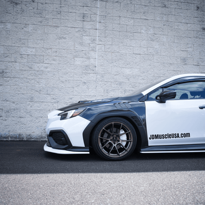 JDMuscle [22-26 WRX] 3-Piece Front Lip V1 Paint Matched / Gloss Black / RAW ABS