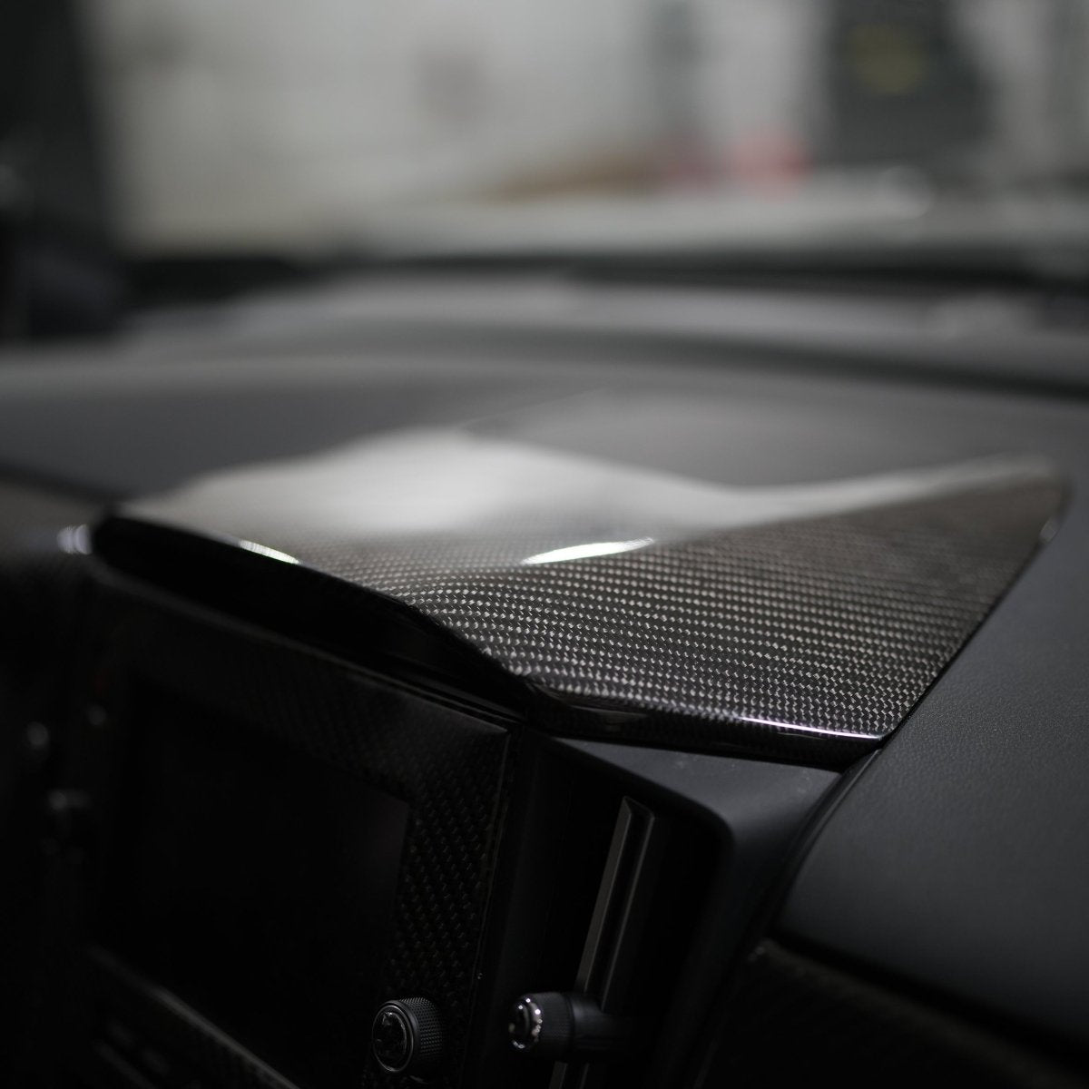 Discontinued JDMuscle [22-26 WRX] Infotainment Dash Cover Replacement - Carbon Fiber/Leather/Alcantara