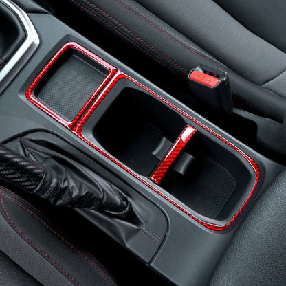 JDMuscle [22-26 WRX] P&S Series Carbon Fiber Cupholder Inner Trim | Black Carbon Fiber/ Red Carbon Fiber