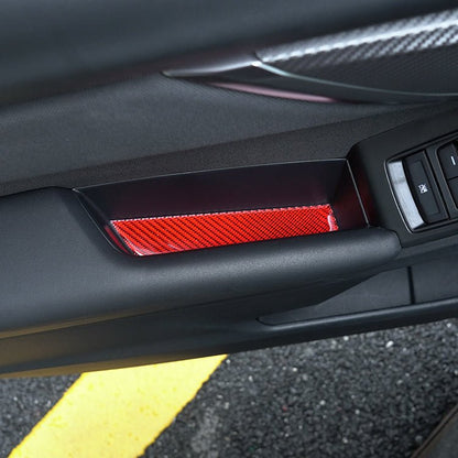 JDMuscle [22-26 WRX] P&S Series Carbon Fiber Door Pocket Covers 4 PC | Black Carbon Fiber/ Red Carbon Fiber