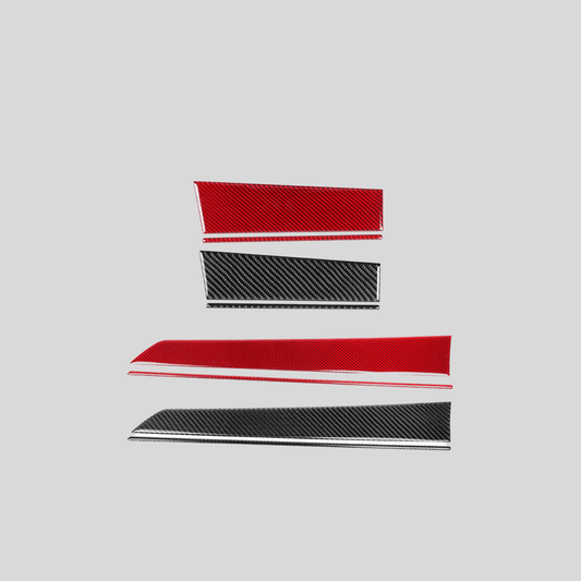 JDMuscle [22-26 WRX] P&S Series Carbon Fiber Driver & Passenger Dash Trim Covers 4 PC | Black Carbon Fiber/ Red Carbon Fiber