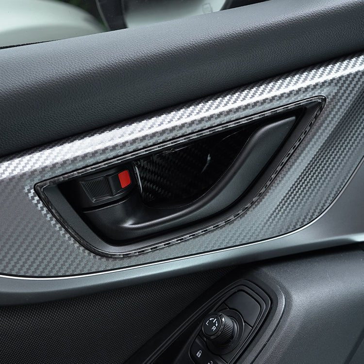 JDMuscle [22-26 WRX] P&S Series Carbon Fiber Interior Door Handle Frame Covers 4 PC | Black Carbon Fiber/ Red Carbon Fiber