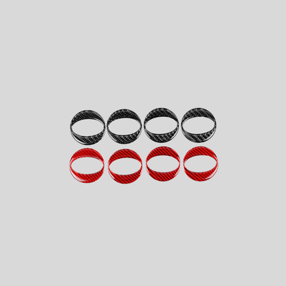 JDMuscle [22-26 WRX] P&S Series Carbon Fiber Wheel Center Cap Covers 4 PC | Black Carbon Fiber/ Red Carbon Fiber