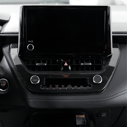 JDMuscle [23-24* Toyota GR Corolla] Carbon Fiber Center AC Knob Panel Cover