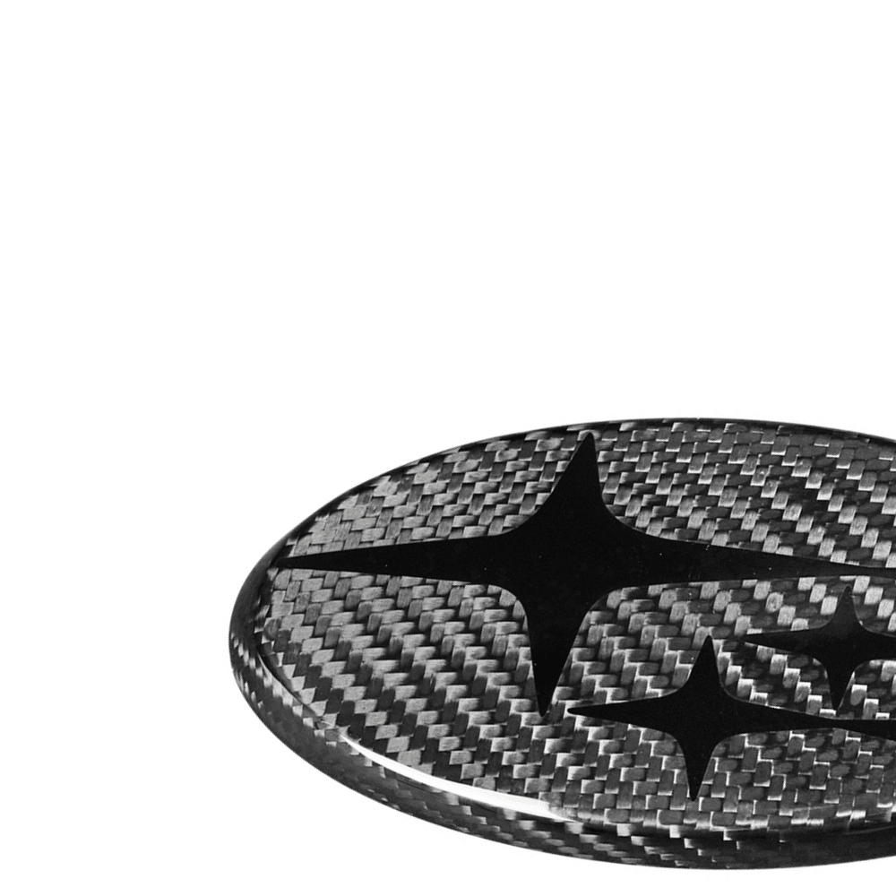 JDMuscle Tanso Carbon Fiber Subaru Emblem Covers Front & Back, Red/White/Blue [22-25 WRX, 15-21 WRX/STI, 18-23 Crosstrek, 17-23 Impreza]