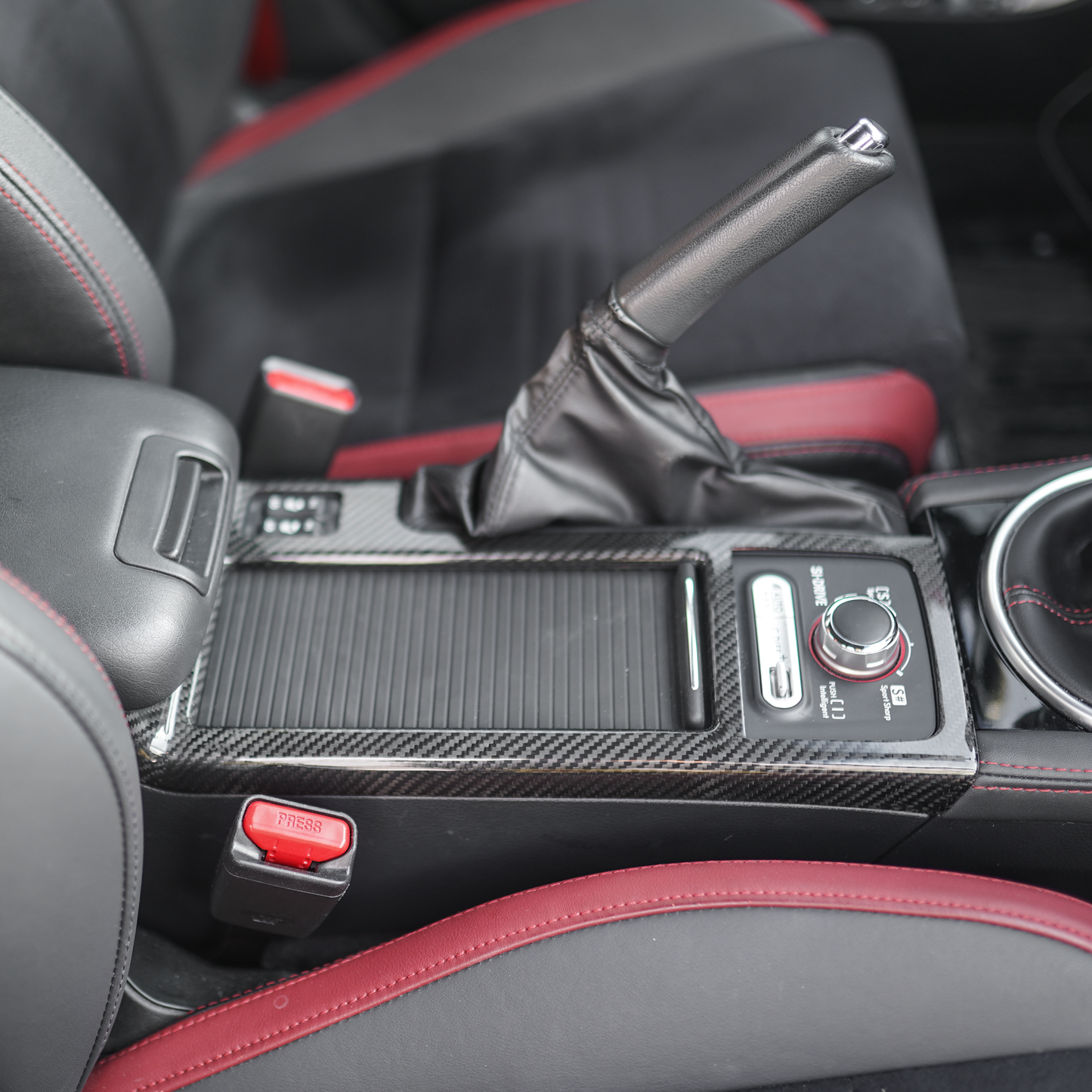 JDMuscle [15-21 STI] Tanso Dry Carbon Fiber Cup Holder Cover