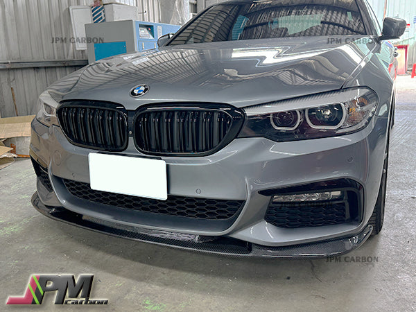 3D Style Carbon Fiber Front Bumper Add-on Lip Fits For 2017-2020 BMW G30 5-Series with M-sport Package Only