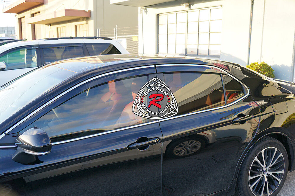 JDM Style Window Visors with Stainless Steel Chrome Trim For 2018-2024 Toyota Camry (4Dr Sedan)